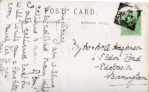Reverse of postcard posted 1922