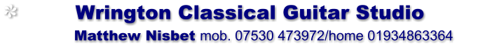 Wrington Classical Guitar Studio                           Matthew Nisbet mob. 07530 473972/home 01934863364
